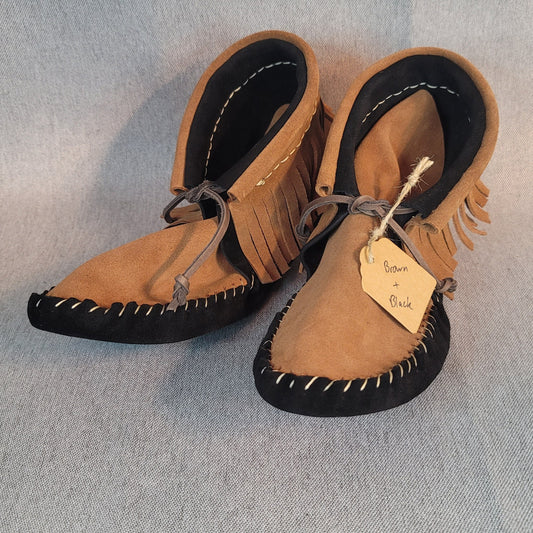 Women's Two Tone Leather High top Moccasins