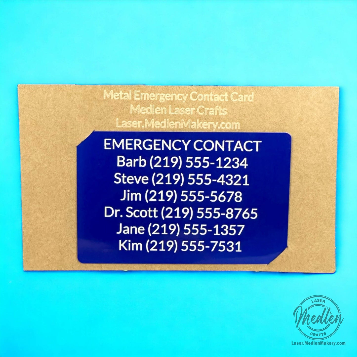 Metal Emergency Contacts Card - 8 Color Options