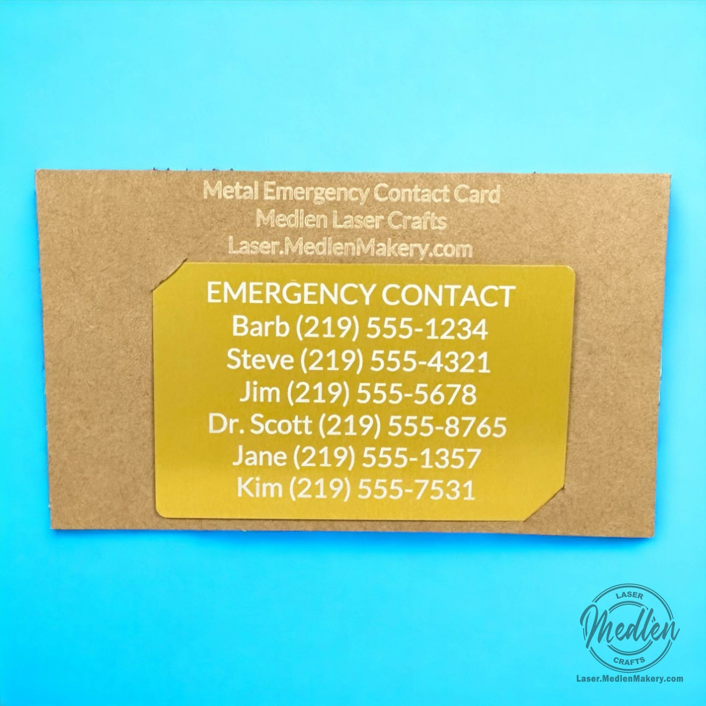 Metal Emergency Contacts Card - 8 Color Options