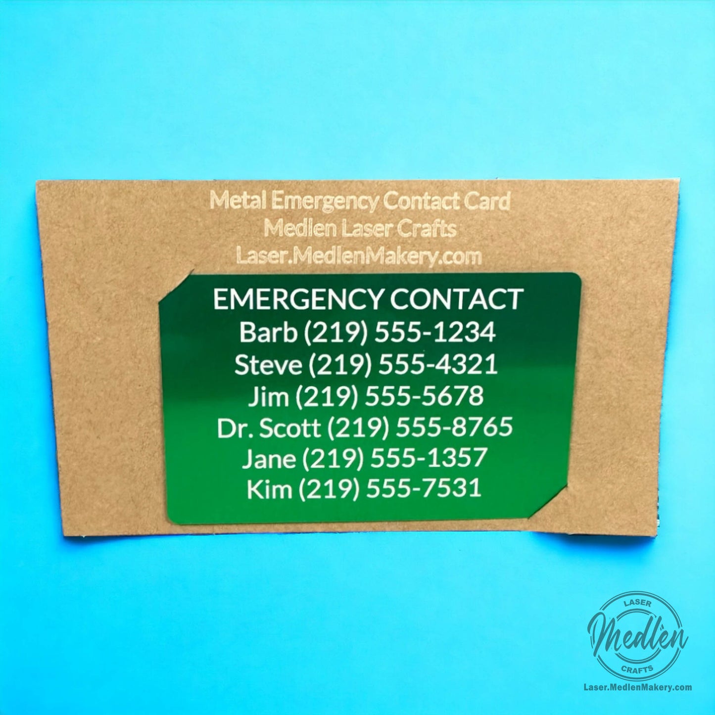 Metal Emergency Contacts Card - 8 Color Options