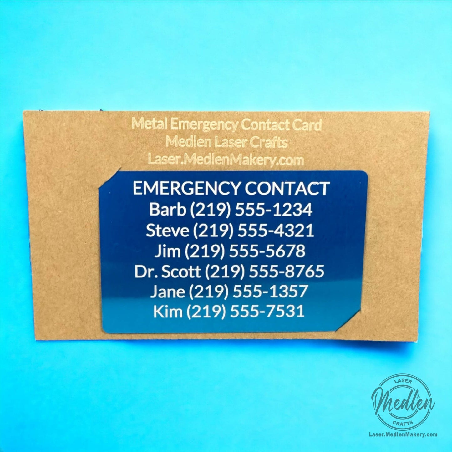 Metal Emergency Contacts Card - 8 Color Options