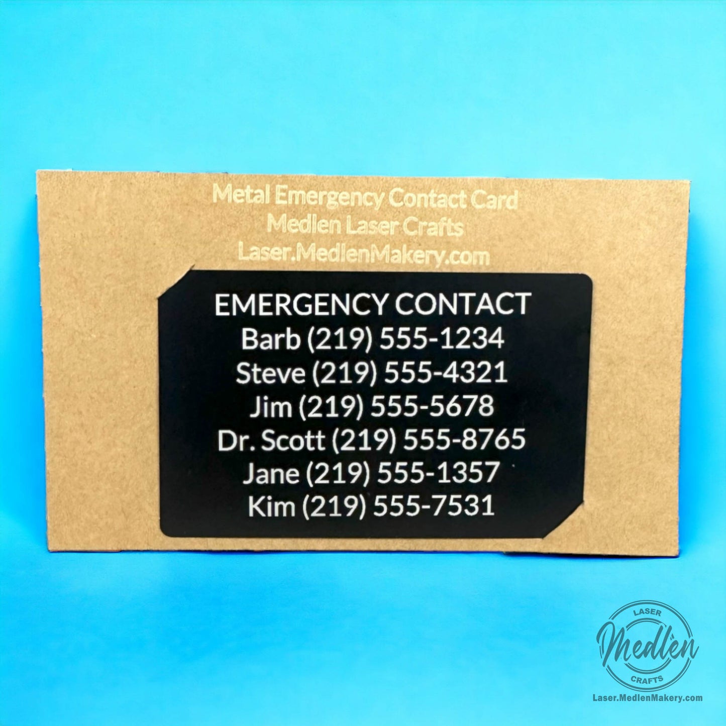 Metal Emergency Contacts Card - 8 Color Options